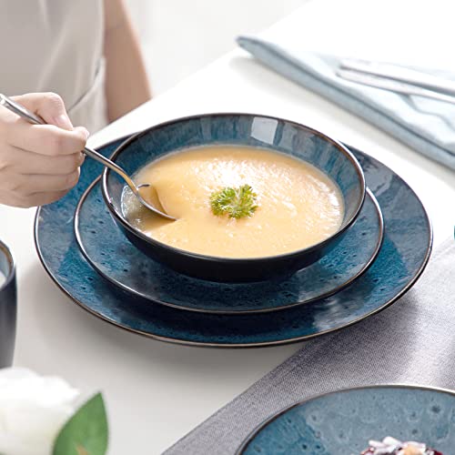 vancasso Bubble Blue Dinner Set, Reactive Glaze Dinnerware Tableware, 16-Piece Dinner Service with 11in Plate, 8in Dessert Plate, 7in Bowl and 380ml Mug, Service for 4 - Image 6