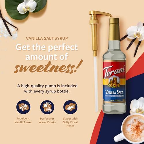 Image of Torani Coffee Syrup, Vanilla Salt Flavoring for Drinks, Pump Included, 25.4 Fl Oz