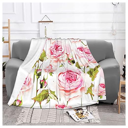 Filt engelska rosor blommig, sherpa-filt för barn män kvinnor mjuk varm filt för säng soffa soffa resor, 150 x 125 cm