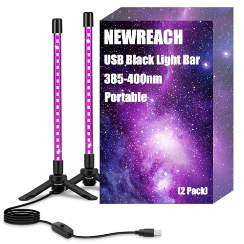 NEWREACH USB Black Light Bar, Portable LED Blacklight with Stand, Switch, 5ft Cord for Neon Glow Party Fluorescent Poster Body Paint Desk Lighting Halloween Decor