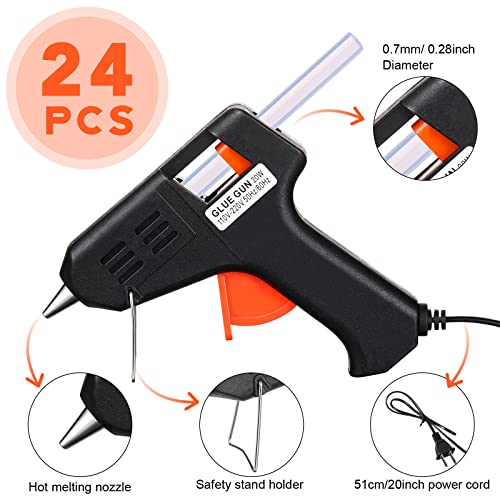 Zhengmy Hot Glue Gun For Class Project, Small Glue Gun For School Craft Safe Glue Gun For Art Diy Craft Projects And Quick Home Repairs, 20W (Black, 24 Pcs) (Kx0693) #TOP1