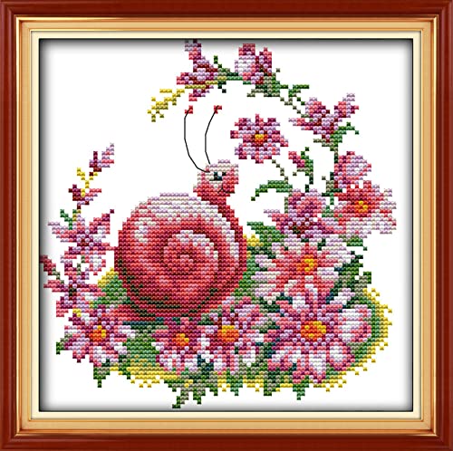 Peinture au diamant 5D fleurs et escargot, kit broderie strass complet 30x40 cm