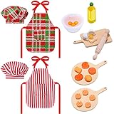 Picture of Hungdao Christmas 21 Pcs Doll Accessories Mini Baker Outfit Set Include Apron Hats Rolling Pin Egg Cookie Tray Set Mixing Bowl for Xmas Decorations, Doll is Not Included