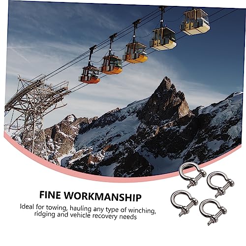 OUNONA 4pcs 304 Stainless Steel D Shackle Heavy Duty Metal Shackle for Lifting and Towing Durable Bow Shackle with Sturdy Construction for Outdoor and Marine Use - Thumbnail 5