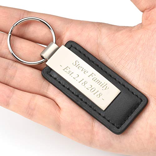 Personalized Master Free Engraving Custom Genuine Leather Keychain Key Ring Strap For Men's Dad Boyfriend Gift #TOP2