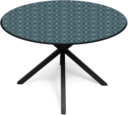 Miniatura 2 de Mantel redondo, mantel geométrico para mesa auxiliar, imagen oriental redonda de estilo marroquí, se ajusta a mesas redondas de 23 pulgadas de