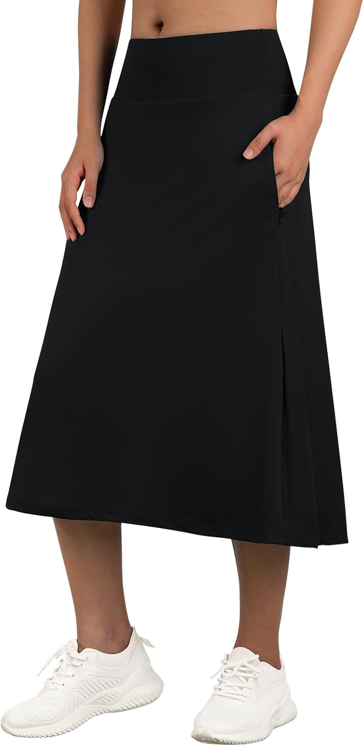 ANIVIVO Women's Midi Length Skorts Skirts with Pockets Modest Skirts 28" Long Knee Length Athletic Skorts