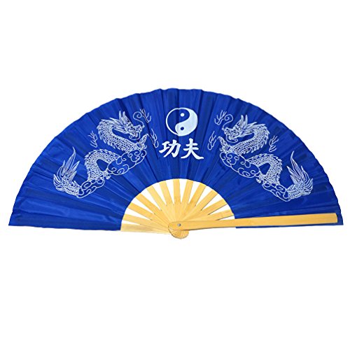 Chinesischer Klappfächer, für Kampf- und Tanzsport, Bambus, Dragon And Phoenix blue background Cover
