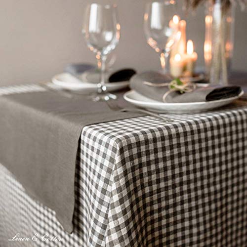 Linen & Cotton Gingham Tablecloth Estella, 100% Linen - Image 3