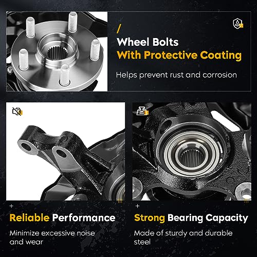 Image of 2 Front Steering Knuckles Wheel Bearing Hub Assembly for Toyota Corolla Sedan 1.8L FWD 2003-2008, Left Driver and Right Passenger Side, With ABS, 698-389, 698-388, 698389, 698388, LK029, LK030