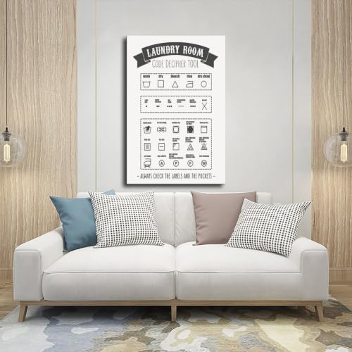 2 affiches sur toile d'instructions de lavage grises pour décoration murale de maison - 5