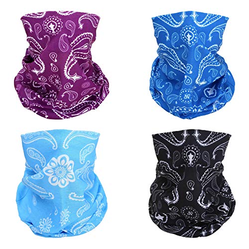 SMEHCF 4 Fleur De Cajou Bandeau Bandana Cagoule Demi Masque Bouclier Tête Écharpe De Cheveux Cache-Cou Chapeau Polyvalent Pour Femmes Hommes Respirant...