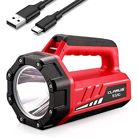 klarus RS10 Rechargeable Spotlight Flashlight with White/Red Flood Light, Camping Lantern Flashlight Combo, 8000mAh, 7 Light Modes Led Flashlight for Hurricane Emergency, Camping, Outdoor Cover
