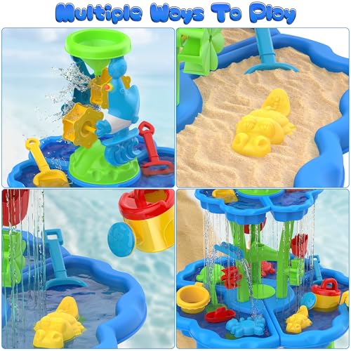 image for Eterfun Kids Flower Water Sand Table for Toddlers - 2-Tier Outdoor Wat