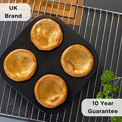 Yorkshire Pudding Pan 4 Cup - Large Cup Robust Yorkshire Pudding Tin For Giant Yorkshires - 10 Year Quality Guarantee - Whoopie Pie Pan Baking Tray For Muffin Tops, Whoopie Pies And Yorkshire Puds #TOP3