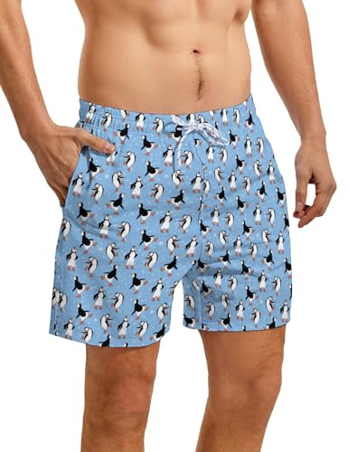 CHILL·TEK Funny Men's Swim Trunks with Compression Liner 5'' Inseam Quick Dry Beach Shorts Breathable Board Shorts for Men2