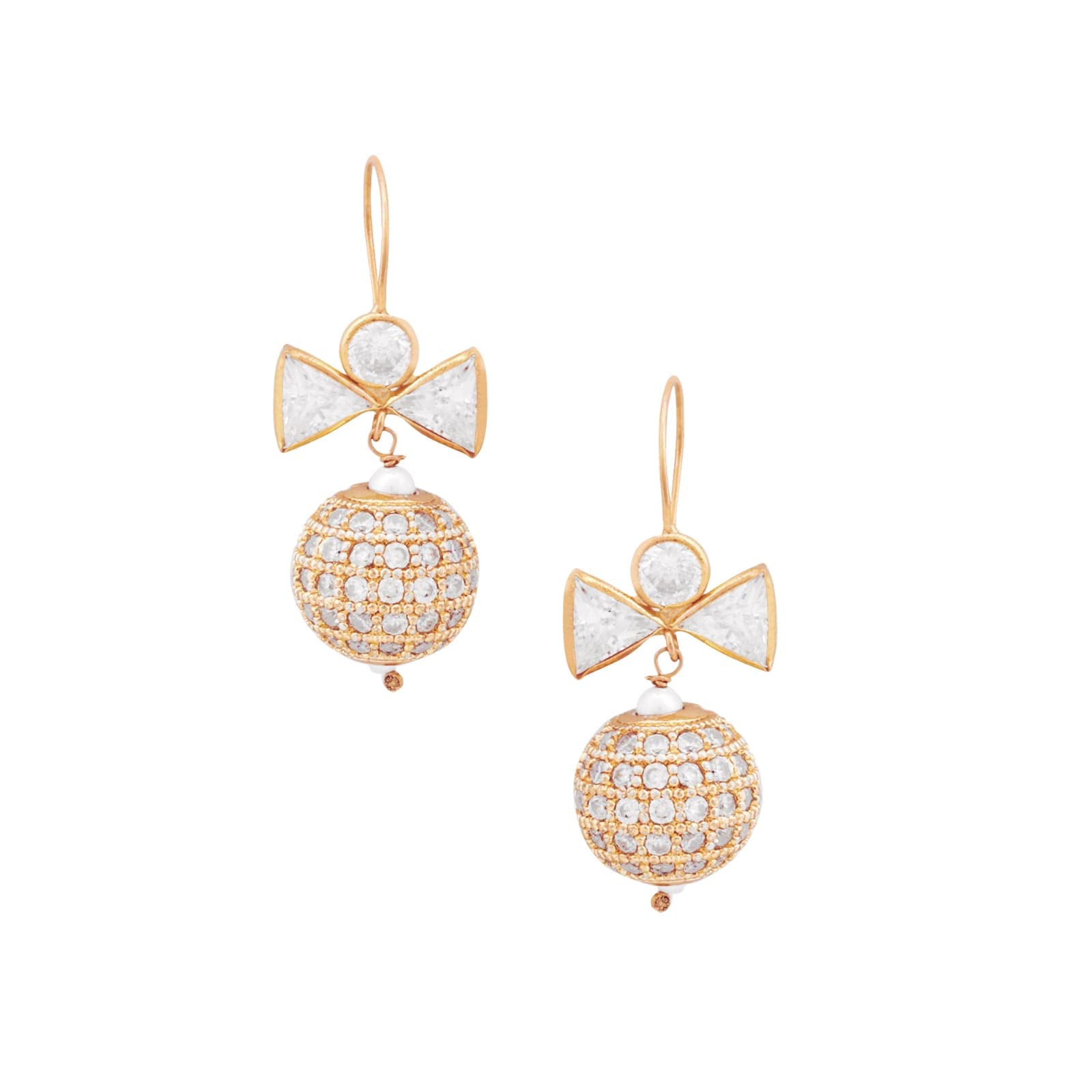 Slayinbyneelima 14k Hallmark Gold Bow Shape Earrings with Stone Studded Copper Ball Hangings Lightweight & Dailywear for Women and Girls BIS Certified Gold Jewellery (B0C6TZ8ZZP) Amazon Price History, Amazon Price Tracker
