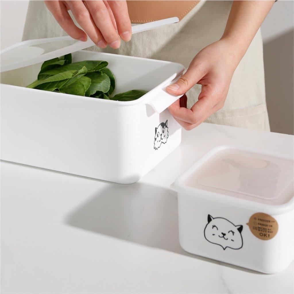 Frischhaltedosen Haushaltslebensmittel-Frischhaltebox, versiegelt mit Deckel, rechteckige Kühlschrankaufbewahrung, Frischhalte-Aufbewahrungsbox Organizer Kühlschrank ( Color : White , Size : 2.6L )