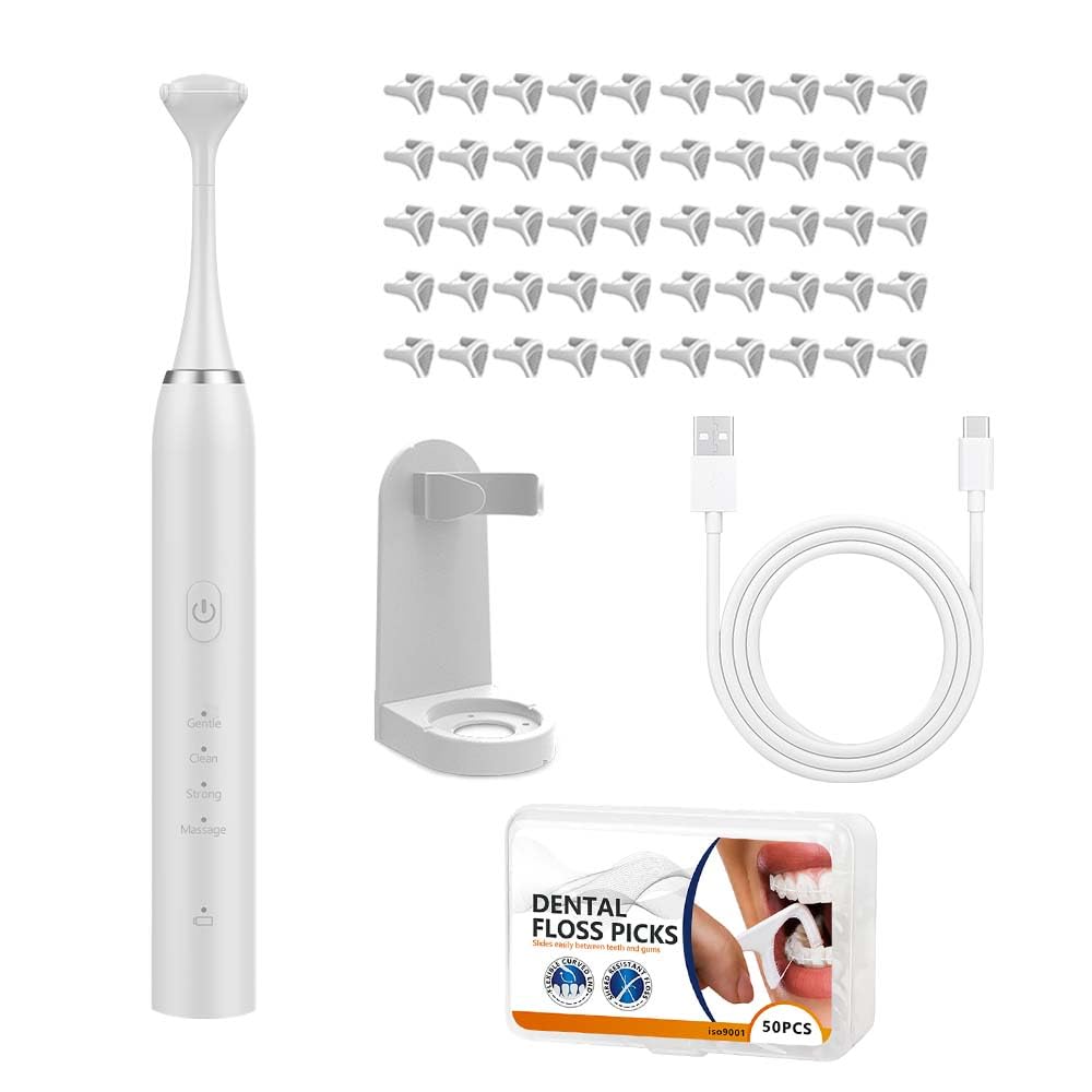 Electric Dental Flosser - 4 Speed Rechargeable Ultrasonic Electric Flossing with 50 Replacement Heads Portable Teeth Cleaning Tool