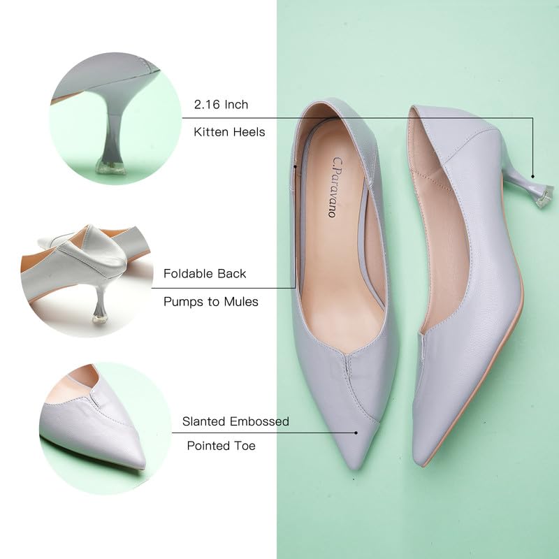 C.Paravano Pumps Women Pointed Toe Kitten Heel Pump Wedding Shoes Dressy Work Casual Low Heel Work Shoes for Office Wear4