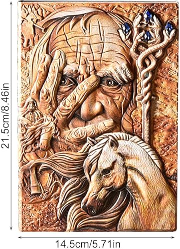 Image of Alokik 3D European Vintage Embossed Leather Diary Notebook A5 Size with Artistic 3D Cover Design, Lined & Blank Pages, Ribbon Bookmark, Gift Box Journal for Writing, Return Gifts
