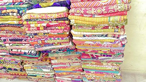 Couvre-lit indien Kantha patchwork coton drap de lit vintage ethnique - 4
