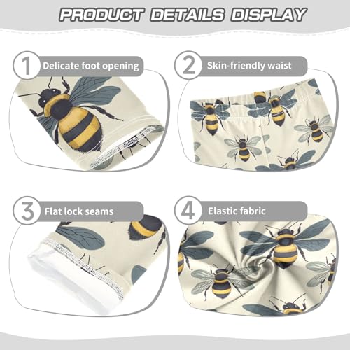 Wusikd Bees Wings Girls' Leggings Toddler Doodles Kids Yoga Pants Dance Active Tights 4T3