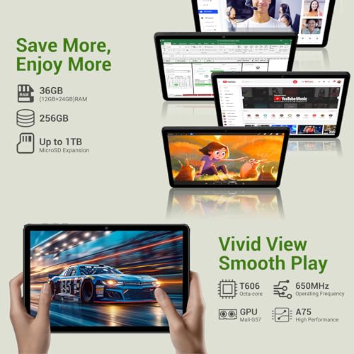 Image of 2025 Tablet 11 inch Android 15 Tablets with Keyboard Stylus Mouse: 2K IPS Tablette (2000x1200), 36GB+256GB(2TB TF), 5G /2.4G Dual WiFi, 8-Core 1.6GHz, 8000mAh,8+13MP, BT5.0 /GPS-Black