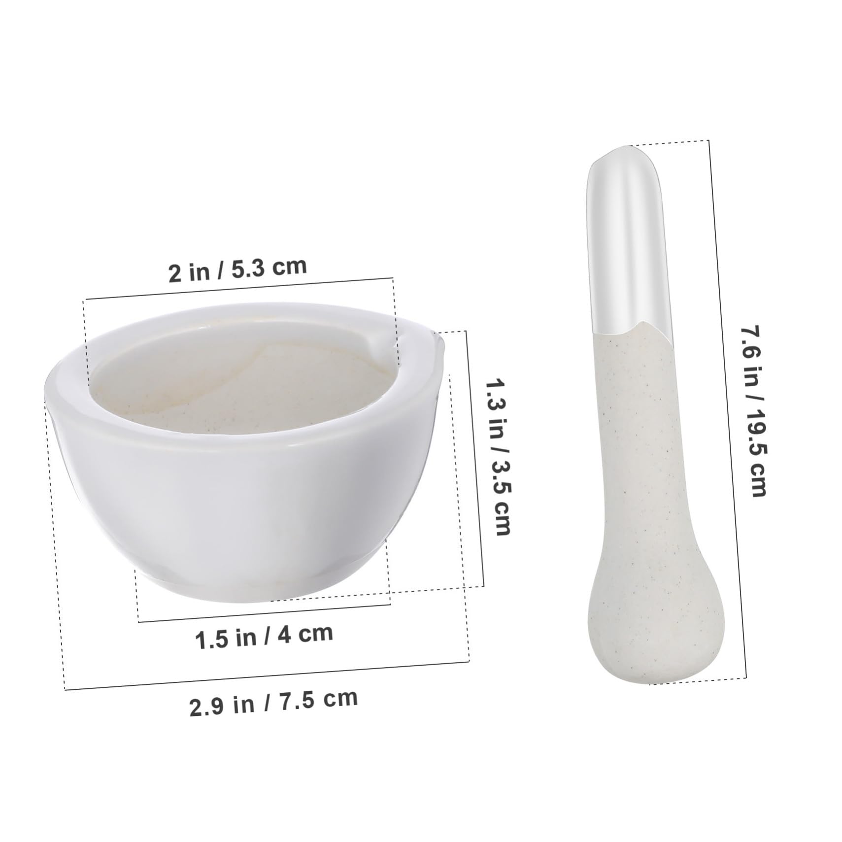 Céramique Blanche Mortiers et Pilons sets de Ronds Lot de 2
