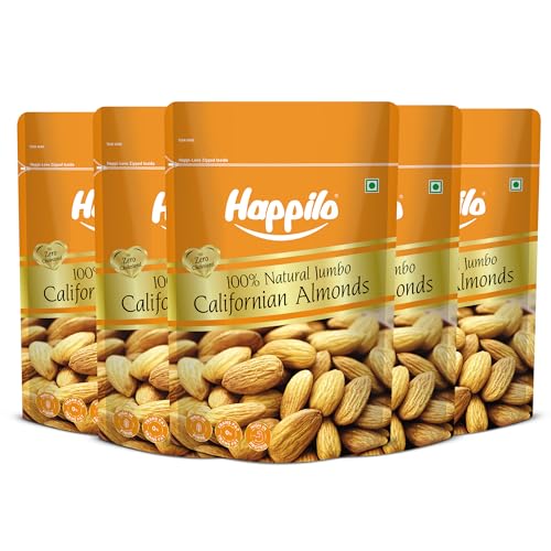Image of Happilo Natural Popular Californian Almonds 200g | Real Nuts | High in Fiber | Badam Giri | Rich in Protein | Magnesium | Phosphorus | Dietary Fibre | Nuts & Dry Fruits | Gluten Free & Zero Cholesterol