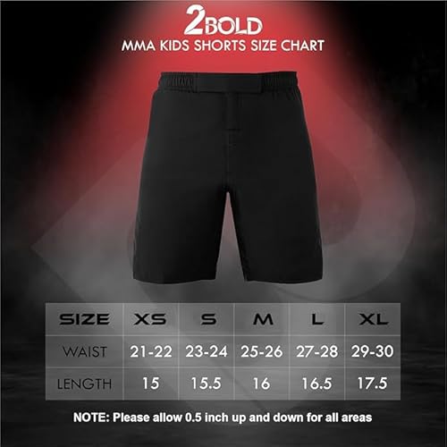2BOLD Mma Shorts Crianças Grappling, Bjj, Jiu-Jitsu, No-Gi Cross Training Muay Thai, Boxe, Crianças