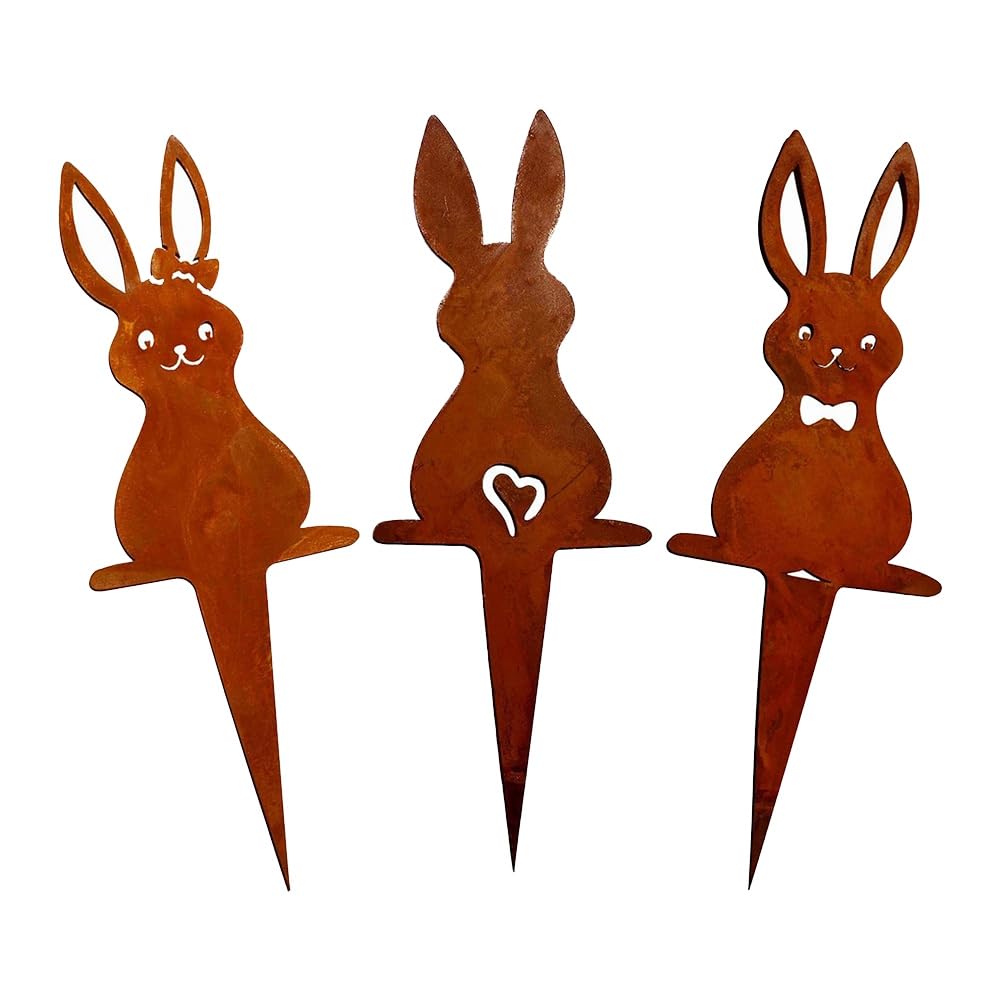 Vjsujehgy Rust Iron Easter Garden Stakes Cute Bunny Yard Sign for Outdoor Lawn for Outdoor Patio Decorations