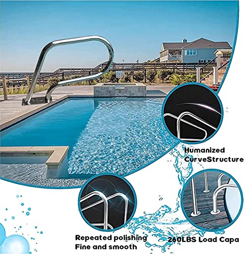 Barandal para piscina metálico de acero pulido plateado miniatura 5