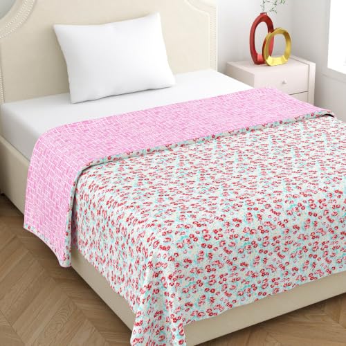 Image of Home Ecstasy 100% Cotton Mulmul Reversible Dohar for Single Bed 210 GSM (56 x 88 inches), Teal