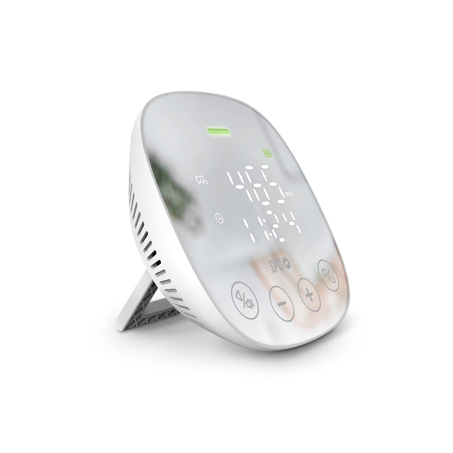 SPC CO2 AIR QUALITY MONITOR - Medidor de CO2, mide la calidad del aire, temperatura y humedad, gran batería y autonomía de hasta 10 horas, Blanco
