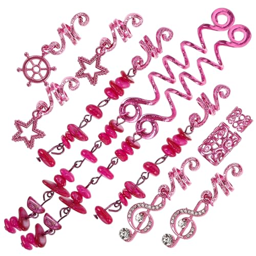 Bijoux tressés rose fuchsia et pinces cheveux spirales métalliques