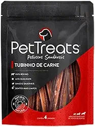 PET TREATS - 4 Petiscos Naturais Tubinho de Carne
