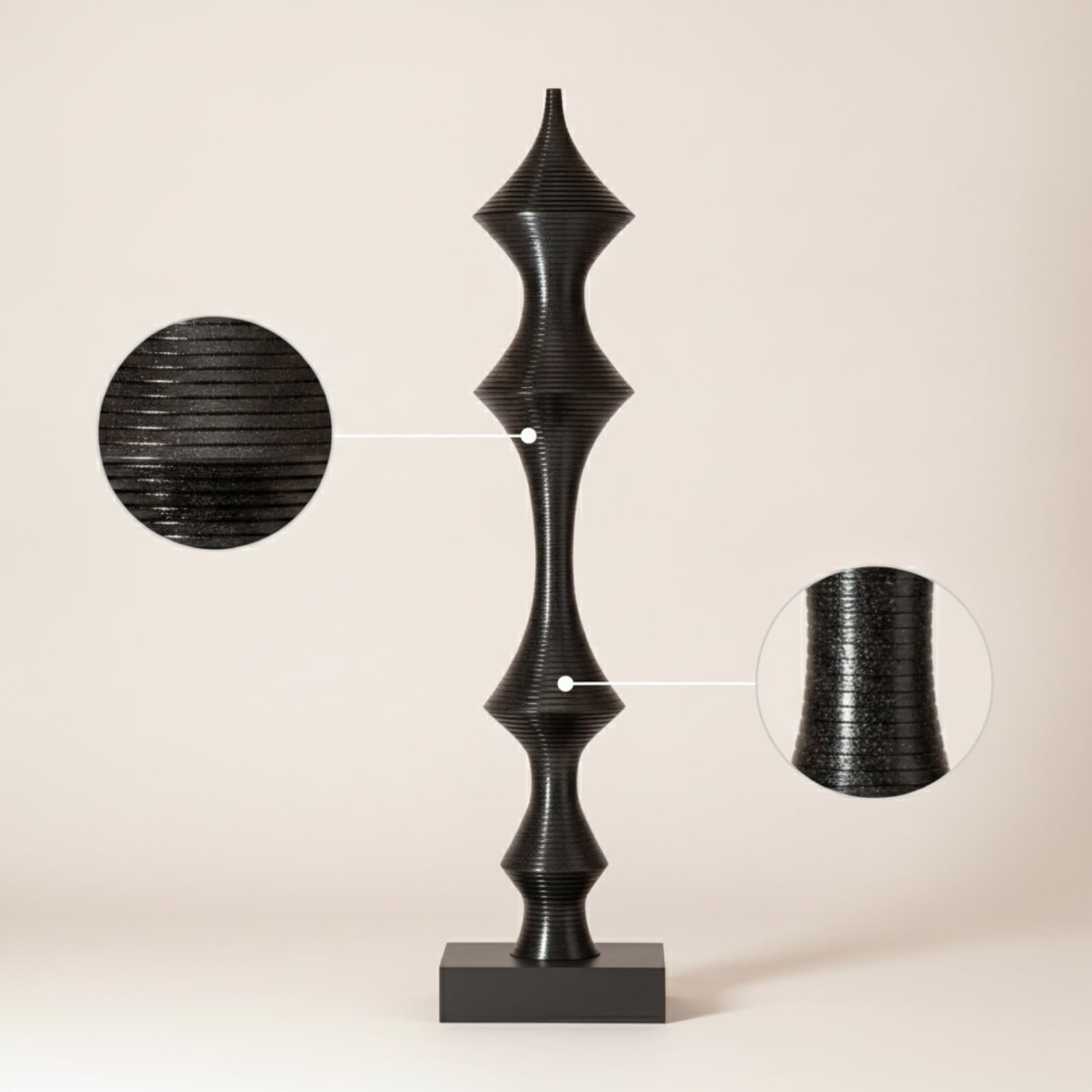 Gralara Skulptur mit Sockel Nicht Gegenständlich Statue modern Plastik für Flur, Büro, Weiß, 20 15 71cm