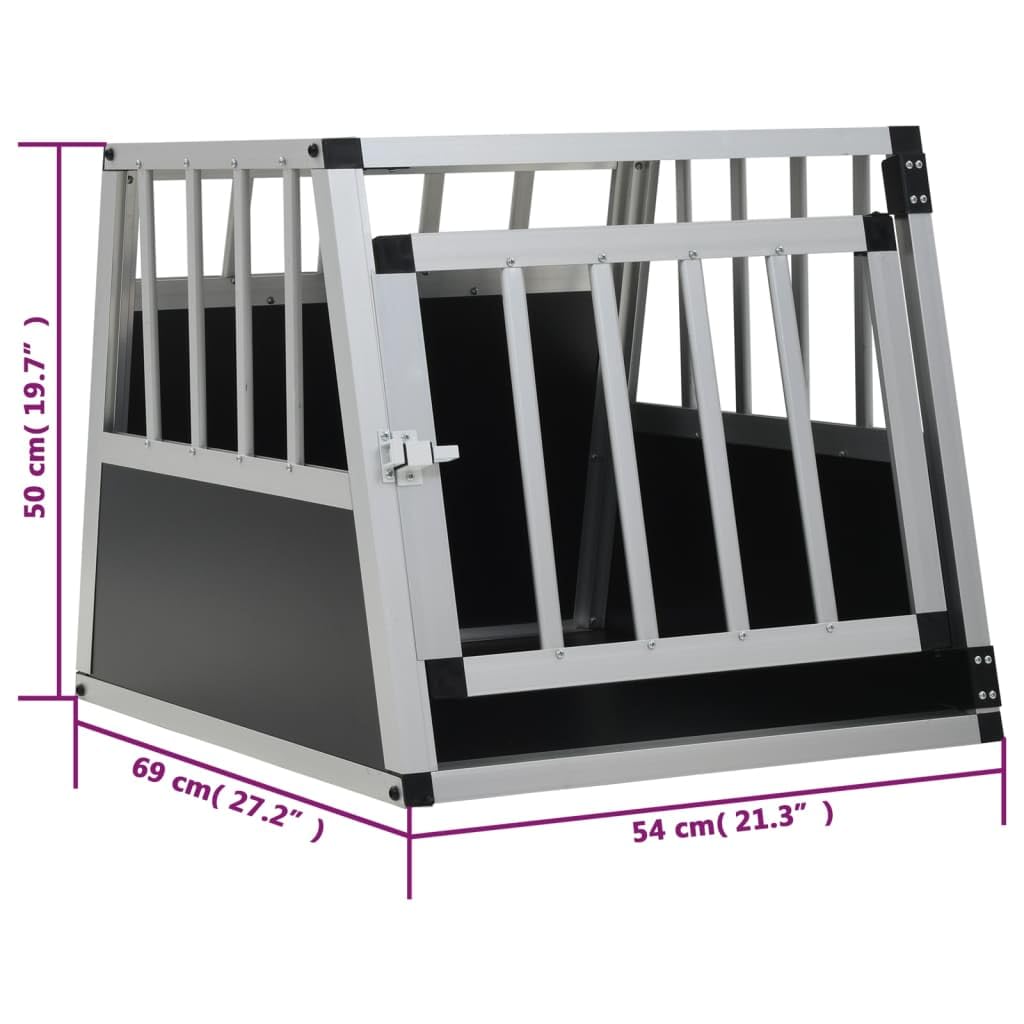 Hundetransportbox aus Aluminium und MDF 54 x 69 x 50 cm mit Einzeltür, leicht und wetterfest für kleine Hunde, ideal als sicherer Schlafplatz im Auto, Garten oder Outdoor