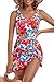 Aidonger One Piece Swim Dress Swimsuits for Women Tummy Control Swimdress Skirt V Neck Bathing Suit