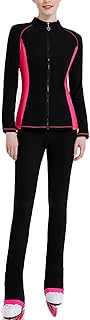 Youthful flying Conjunto de Chaqueta y Pantalón de Patinaje sobre Hielo, Trajes de Patinaje Artístico para Niñas y Mujeres Leggings de Gimnasia Cálidos con Diamantes(Size:XXL,Color:Rosa)