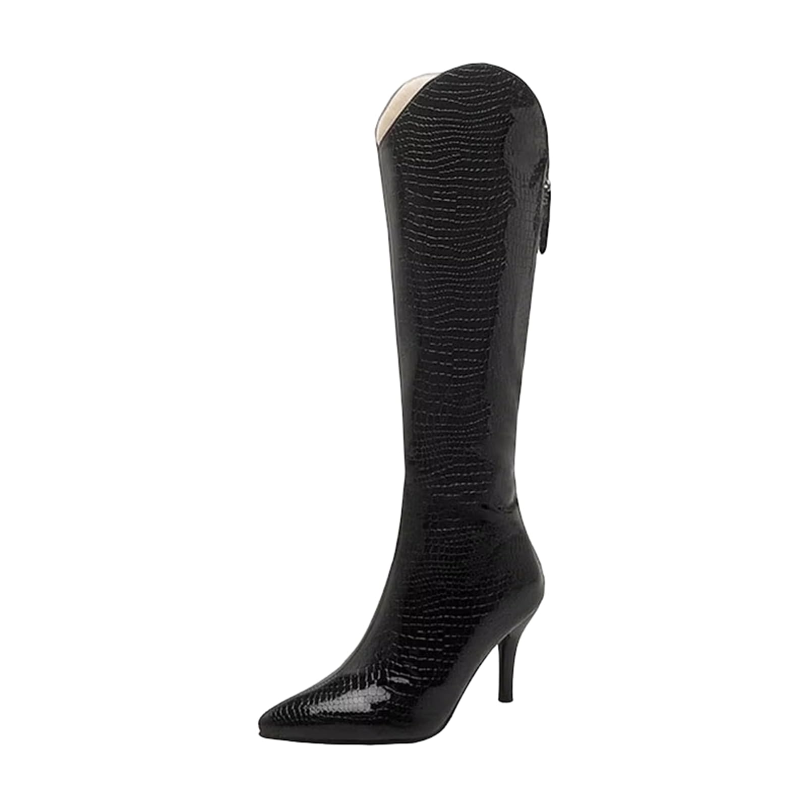 Womens Sexy Knee-High Boots with A Slim Fit Design A Pointed Toe and an Elegant High Stiletto Heel