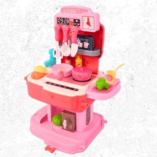Image of 2-in-1 School Bag Kitchen Playset for Kids - Portable Pretend Food Party Role Play Cooking Set - Travel Case Toy for Girls & Boys (Ages 3+)