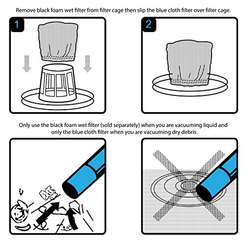 Vacmaster Cloth Filter (4 To 16 Gallon), 3 Pack, Vrc5 #TOP1