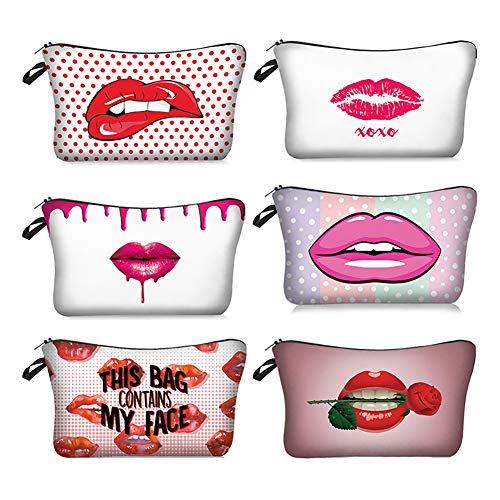 Preisvergleich Produktbild NACOLA Make-up-Taschen mit sexy Lippen-Aufdruck, Kosmetiktasche, Reise-Reißverschluss, Kosmetiktasche