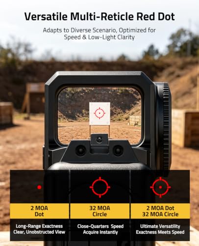 CVLIFE WildHawk Enclosed Multi-Reticle Red Dot Sight for RMS RMSc Footprint - image 3