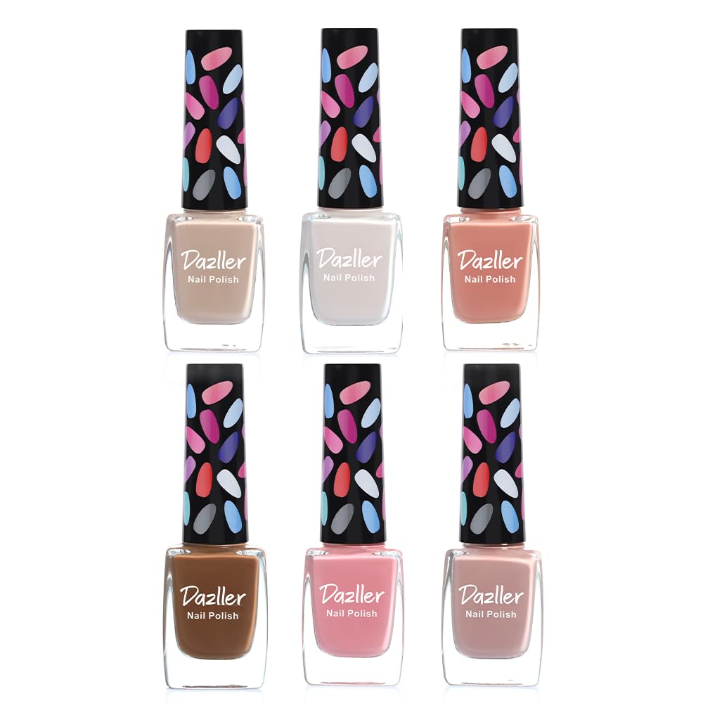 Dazller Chic 'N Cute Nail Palettes, 6-in-1, Soft Nudes - Chip Resistant, Rich Pigmentation, Quick-Dry, One-stroke Application