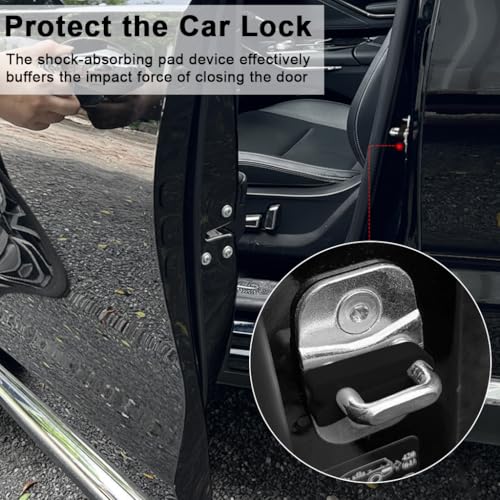 Image of STHIRA 4Pcs Car Door Lock Shock-absorbing Buffer Pads, Anti-collision & Noise Reduction, Thick Silicone Door Slam Buffer Pads for Door Lock Shock, 4.2x1cm, Black