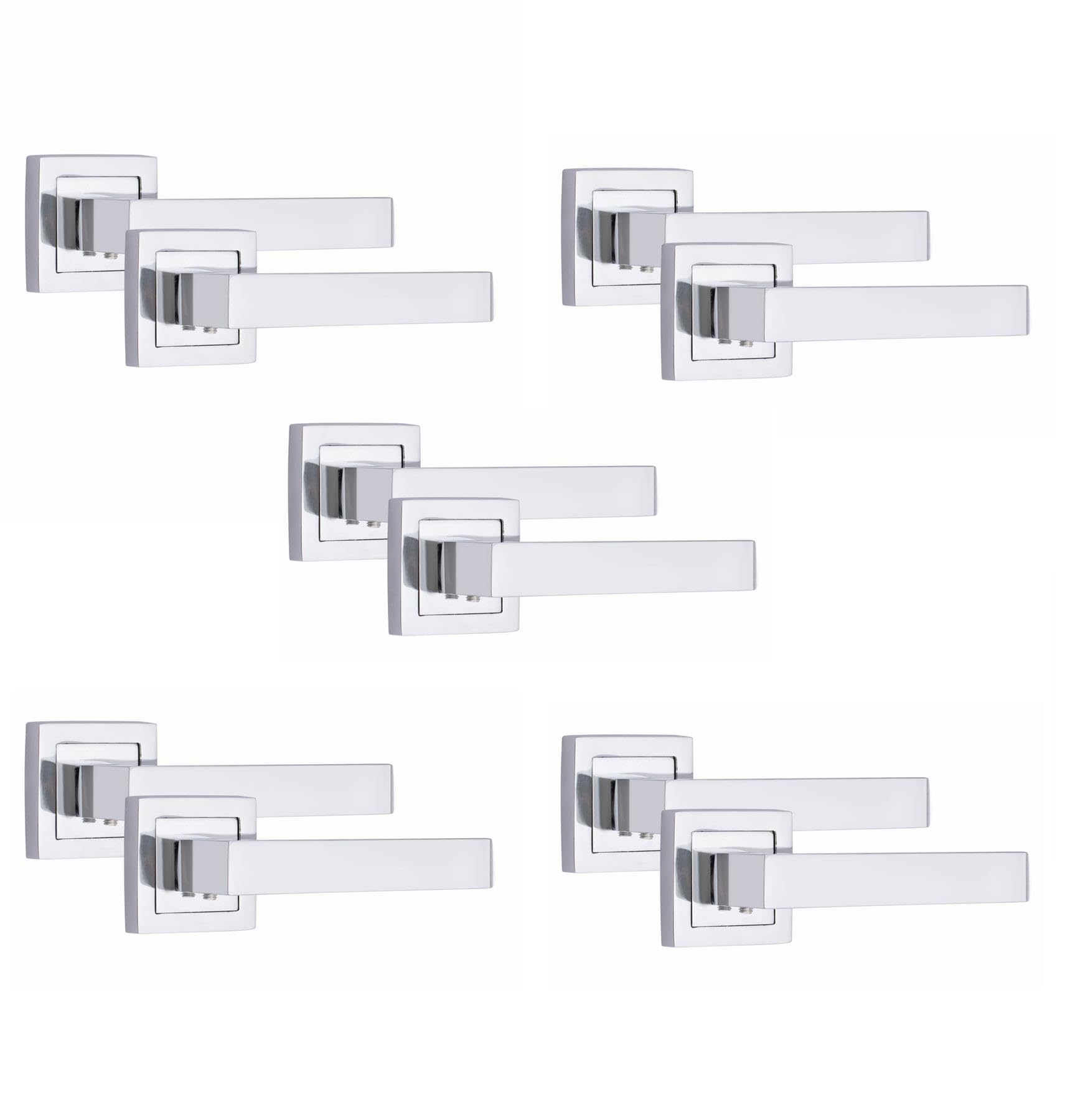 Golden Grace Delta Door Handles - Polished Chrome - 5 Pack