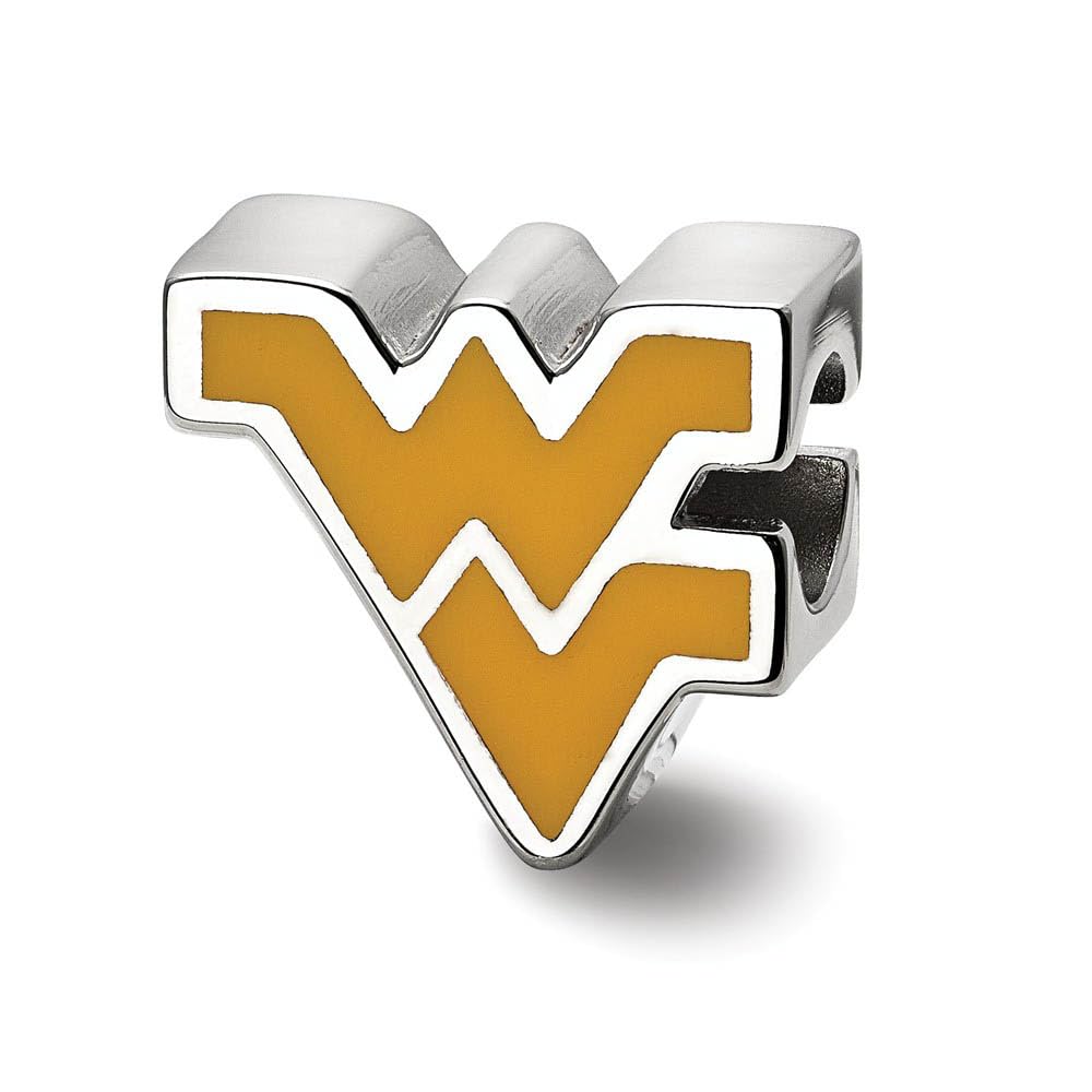 LogoArt Sterling Silver West Virginia University WV Enameled Bead Charm